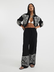 River Island Black Petite Cutwork Artisanal Trousers - Image 1 of 4