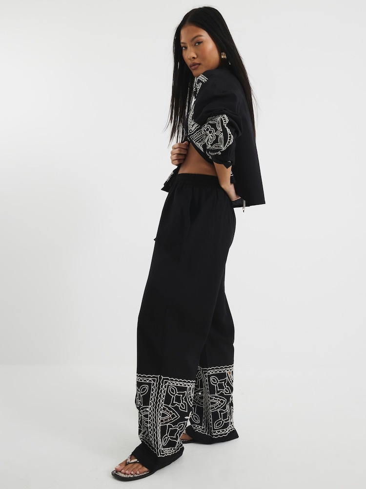 River Island Black Petite Cutwork Artisanal Trousers - Image 2 of 4