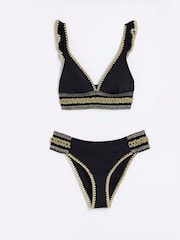 River Island Black Frill Elastic Bikini Set - Image 5 of 6