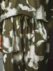 Olive Green Floral Cosy Long Sleeve Pyjamas - Image 6 of 10