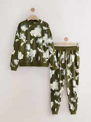 Olive Green Floral Cosy Long Sleeve Pyjamas - Image 8 of 10