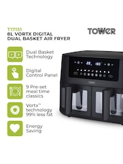 Tower Black Vortx Vizion 8L Dual Basket Air Fryer - Image 2 of 6