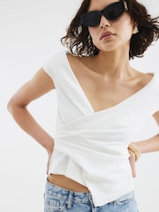 Blanco - River Island Drape Wrap Waistcoat - Imagen 3 de 4