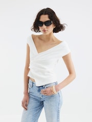 Blanco - River Island Drape Wrap Waistcoat - Imagen 4 de 4