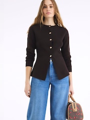 River Island Brown Button Up Cardigan - Image 1 of 6