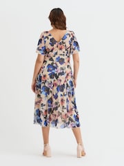 Scarlett & Jo Cream Victoria Angel Sleeve Mesh Midi long Dress - Image 4 of 4