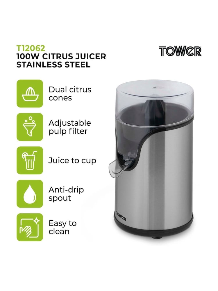 Tower Silver Citrus Juicer 100W - Image 2 of 6
