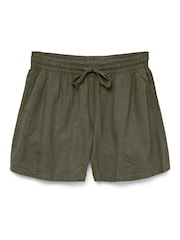 VERO MODA Dark Grey Tie Waist Linen Mix Shorts - Image 6 of 6