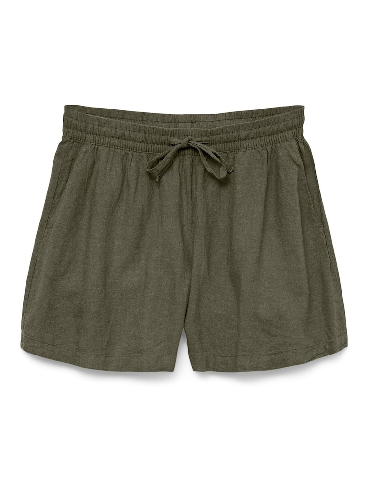 VERO MODA Dark Grey Tie Waist Linen Mix Shorts - Image 6 of 6