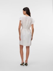 VERO MODA White Lace Trim Flutter Sleeve Dress - Image 2 of 5