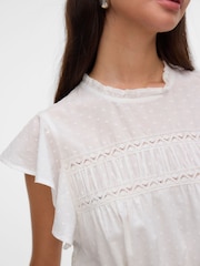 VERO MODA White Lace Trim Flutter Sleeve Dress - Image 4 of 5