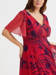 Scarlett & Jo Red Victoria Angel Sleeve Mesh Midi long Dress - Image 2 of 4