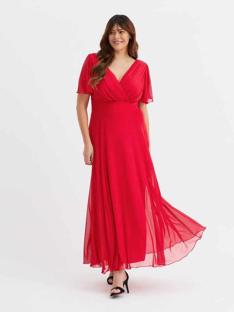 Scarlett & Jo Red Isabelle Angel Sleeve Maxi Dress - Image 1 of 4
