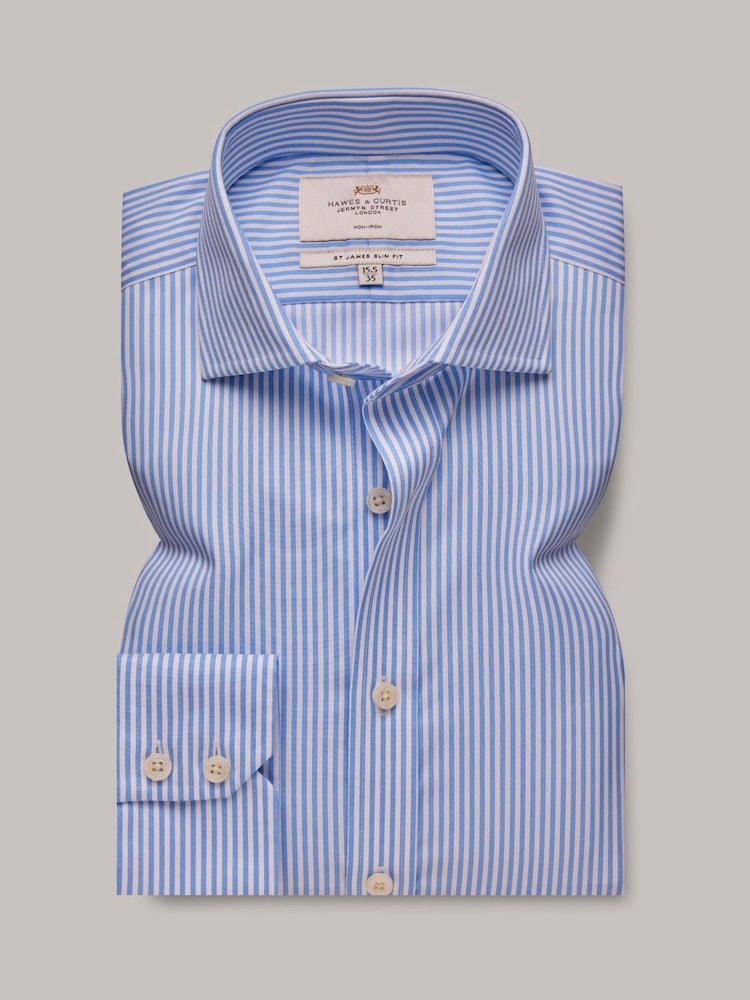 Hawes & Curtis Blue 100% Cotton Bengal Shirt - Image 2 of 2