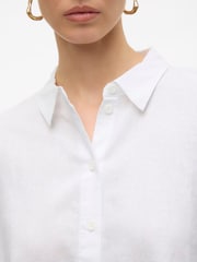VERO MODA White Short Sleeve Linen Mix Shirt - Image 4 of 5