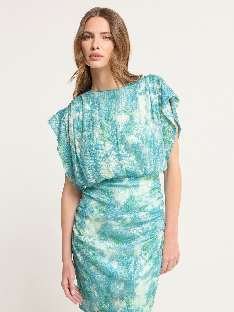 Star by Julien MacDonald Blue Short Sequin Dress - Image 1 of 6