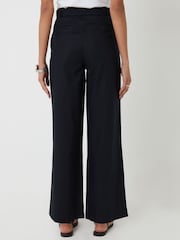 Threadbare Black Belted Linen Blend Wide Leg Trousers - Image 3 of 4