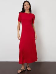 Threadbare Red Textured Jersey Maxi Dress - Image 1 of 5