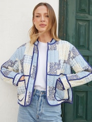 Threadbare Blue Floral Patchwork Quilted Jacket - Image 3 of 4