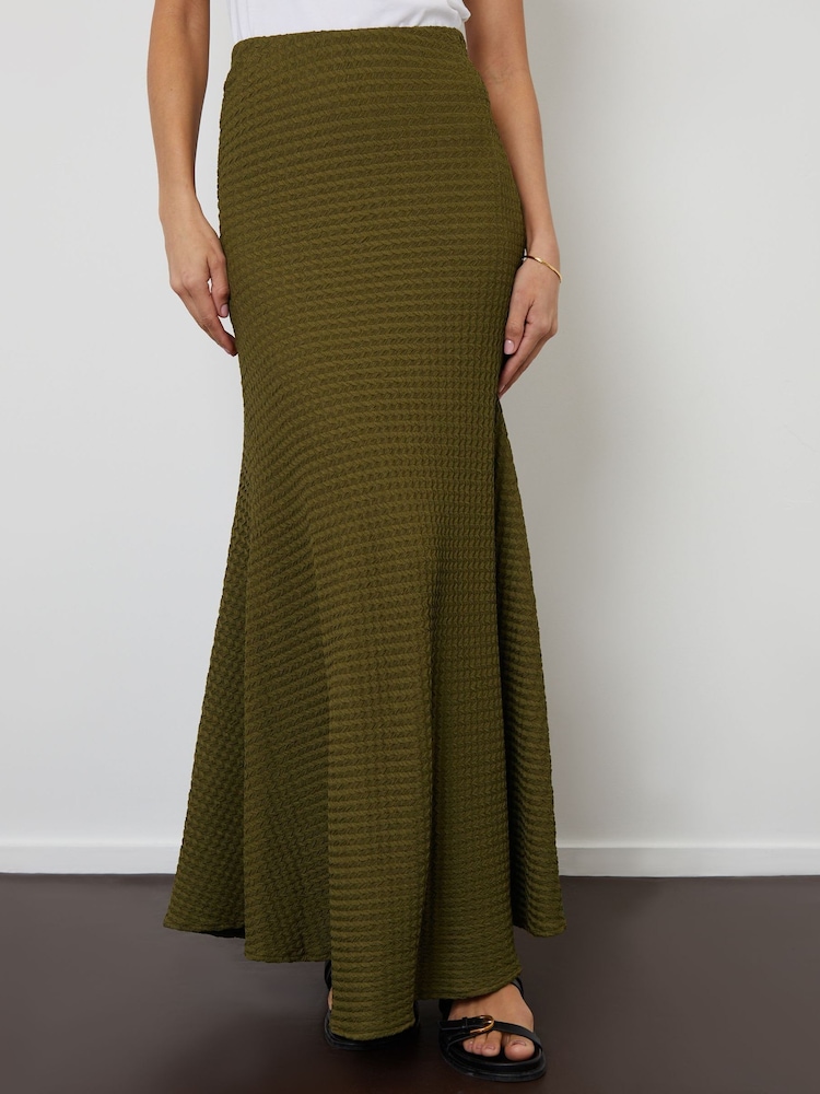 Threadbare Green Textured Jersey Pull-On Maxi Skirt - Image 2 of 5