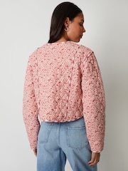 Threadbare Pink Floral Tie Front Reversible Quilted Jacket - Image 4 of 6