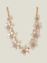 Accessorize Gold Mother of Pearl Flower Print Collar Necklace - Image 2 of 2