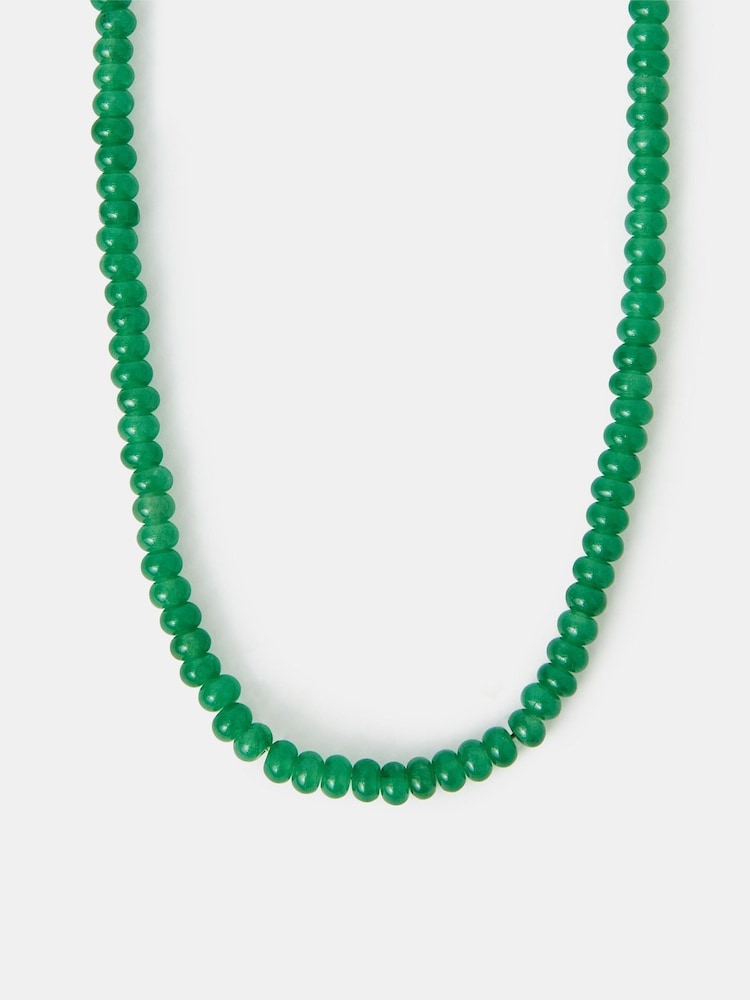 Accessorize Gold 14ct Plated Chrysoprase Quartz Beaded Necklace - Image 1 of 1 Accessorize Gold 14ct Plated Chrysoprase Quartz Beaded Necklace - Image 1 of 1