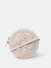 Accessorize Cream Round Macrame Bag - Image 1 of 4