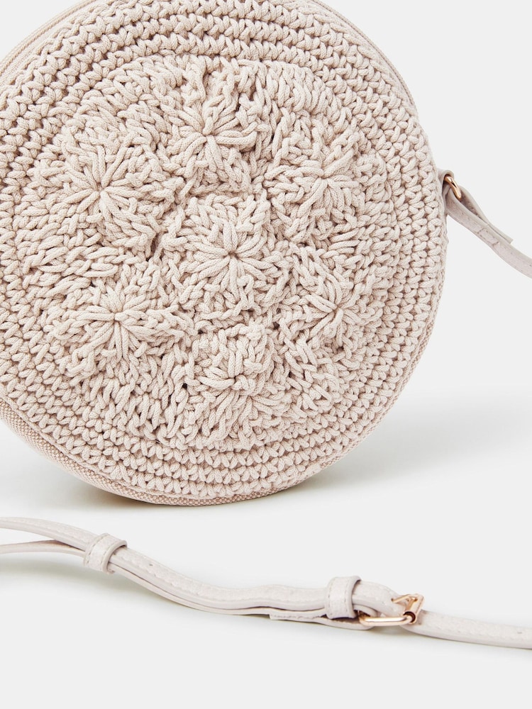 Accessorize Cream Round Macrame Bag - Image 2 of 4
