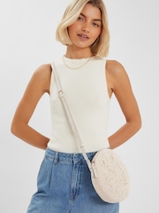 Accessorize Cream Round Macrame Bag - Image 4 of 4