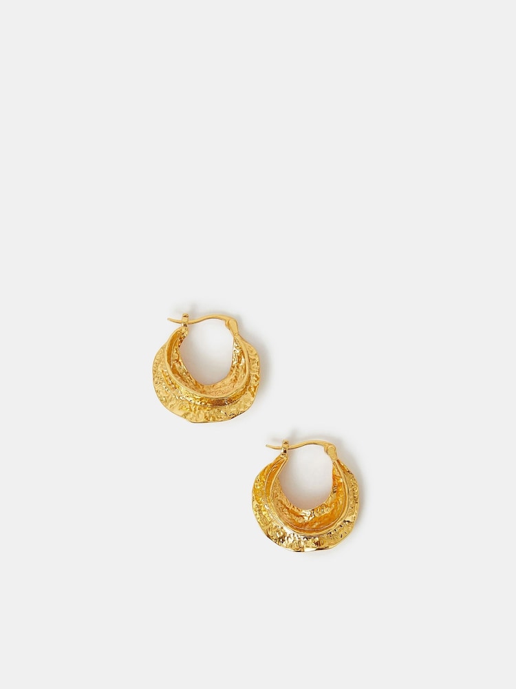 Accessorize 14ct pozlačeni debeli kovani okrogli uhani - Slika 2 iz 2