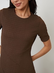 Threadbare Brown Textured Jersey Maxi Dress - Image 3 of 5