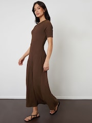 Threadbare Brown Textured Jersey Maxi Dress - Image 4 of 5