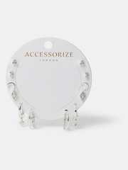 Accessorize Silver Tone Starry Night Stud and Hoop Earrings 6 Pack - Image 2 of 3