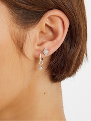 Accessorize Silver Tone Starry Night Stud and Hoop Earrings 6 Pack - Image 3 of 3