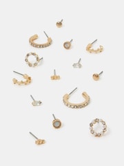 Accessorize Cream Pearl Gem Stud and Hoop Earrings 7 Pack - Image 1 of 3