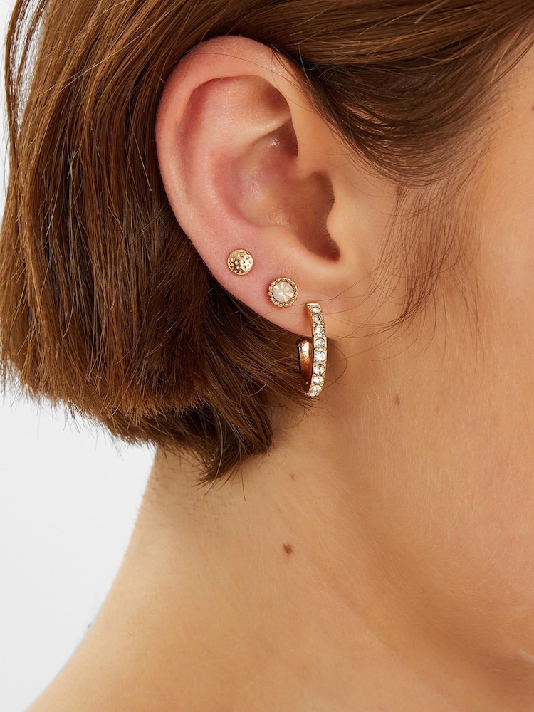 Accessorize Cream Pearl Gem Stud and Hoop Earrings 7 Pack - Image 3 of 3