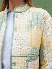 Threadbare Yellow Floral Patchwork Quilted Jacket - Image 5 of 5
