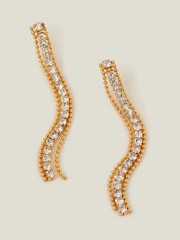 Accessorize Gold 14ct Plated Diamante Fringe Drop Earrings - Image 1 of 2