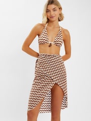Accessorize Natural Zigzag Knit Sarong Cover-Up - Image 1 of 4