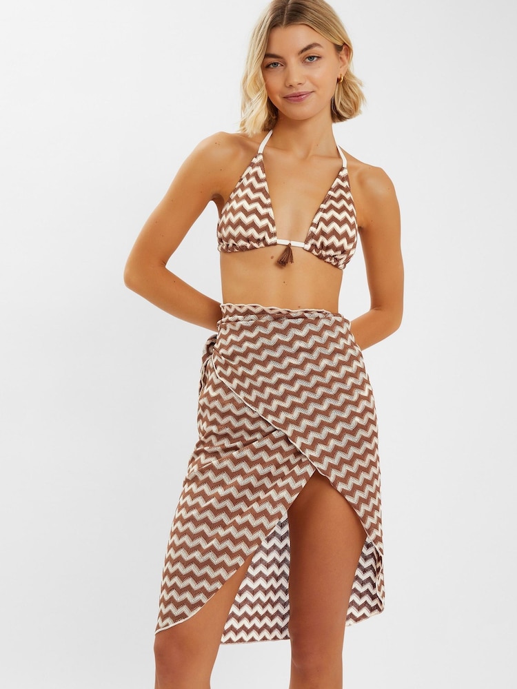 Accessorize Natural Zigzag Knit Sarong Cover-Up - Image 1 of 4