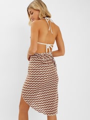 Accessorize Natural Zigzag Knit Sarong Cover-Up - Image 3 of 4