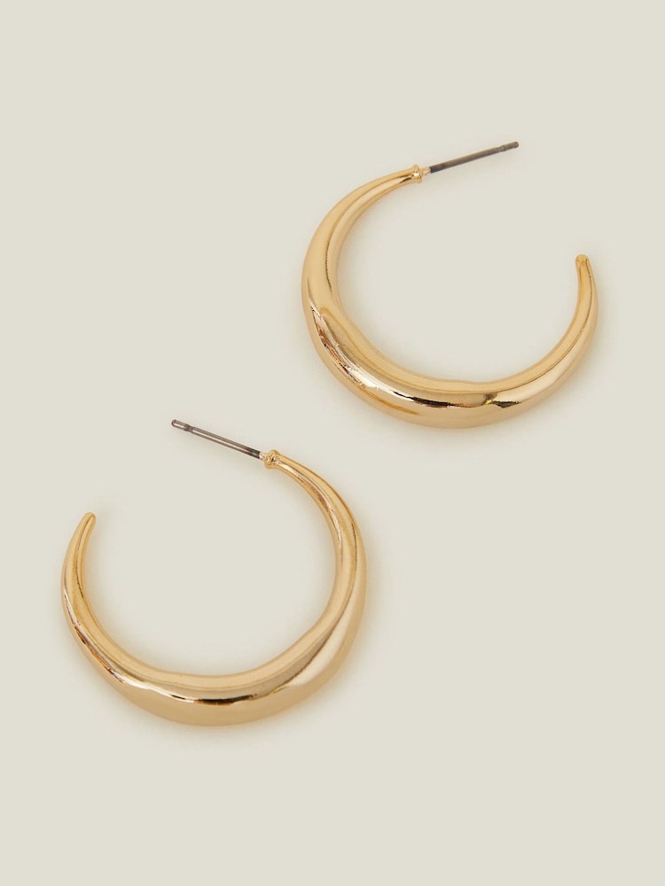 Accessorize Gold 14ct Plated Crescent Hoops Earrings - Image 1 of 1