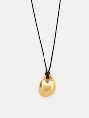 Accessorize Gold Tone 14ct Pebble Pendant Cord Necklace - Image 1 of 3
