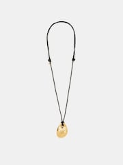 Accessorize Gold Tone 14ct Pebble Pendant Cord Necklace - Image 2 of 3