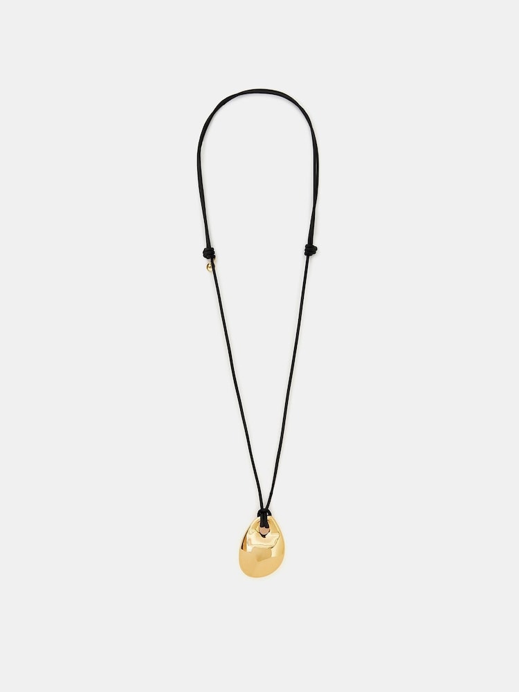 Accessorize Gold Tone 14ct Pebble Pendant Cord Necklace - Image 2 of 3