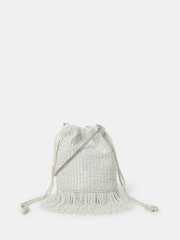 Accessorize Natural Bridal Bead Fringe Bucket Bag - Image 1 of 3