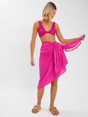 Accessorize Check Tassel 100% Cotton Sarong - Imagen 1 de 4