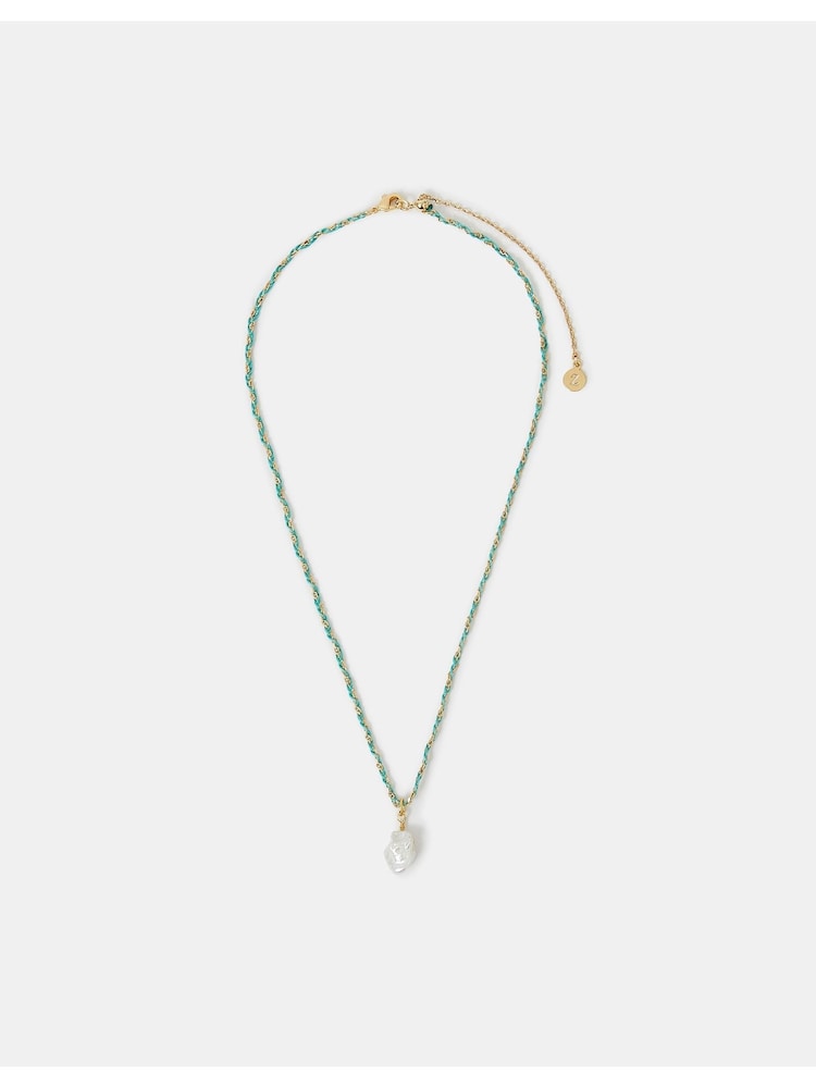 Accessorize Gold 14ct Plated Pearl Braided Cord Necklace - Image 2 of 2