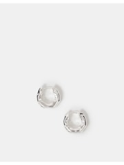 Accessorize Silver Plated Sterling Chunky Molten Hoop Earrings - Image 2 of 2